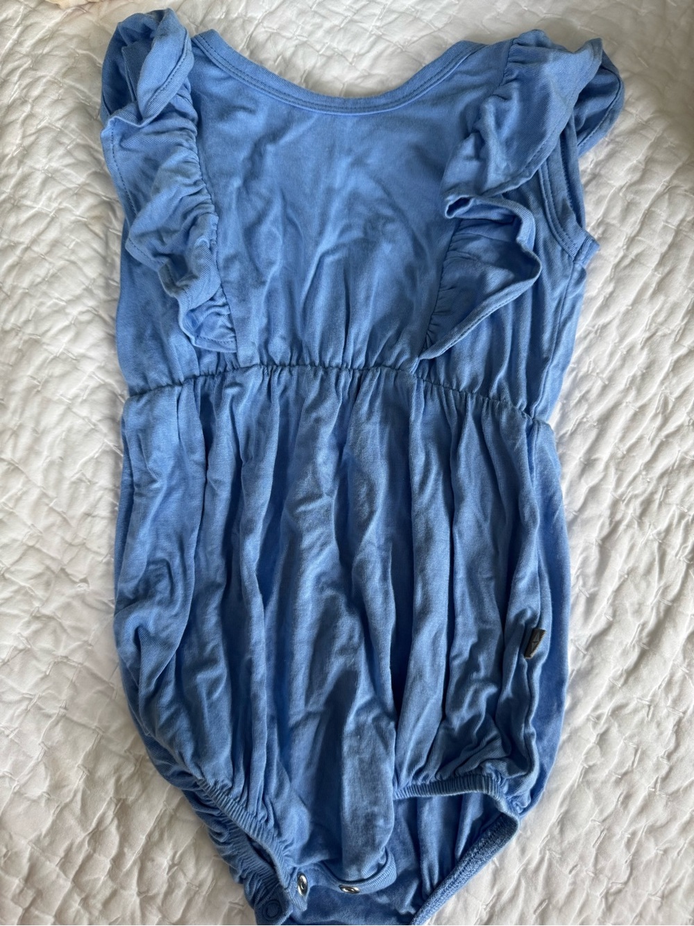 Kyte BABY Light Blue Ruffle Sleeve One-Piece Bodysuit